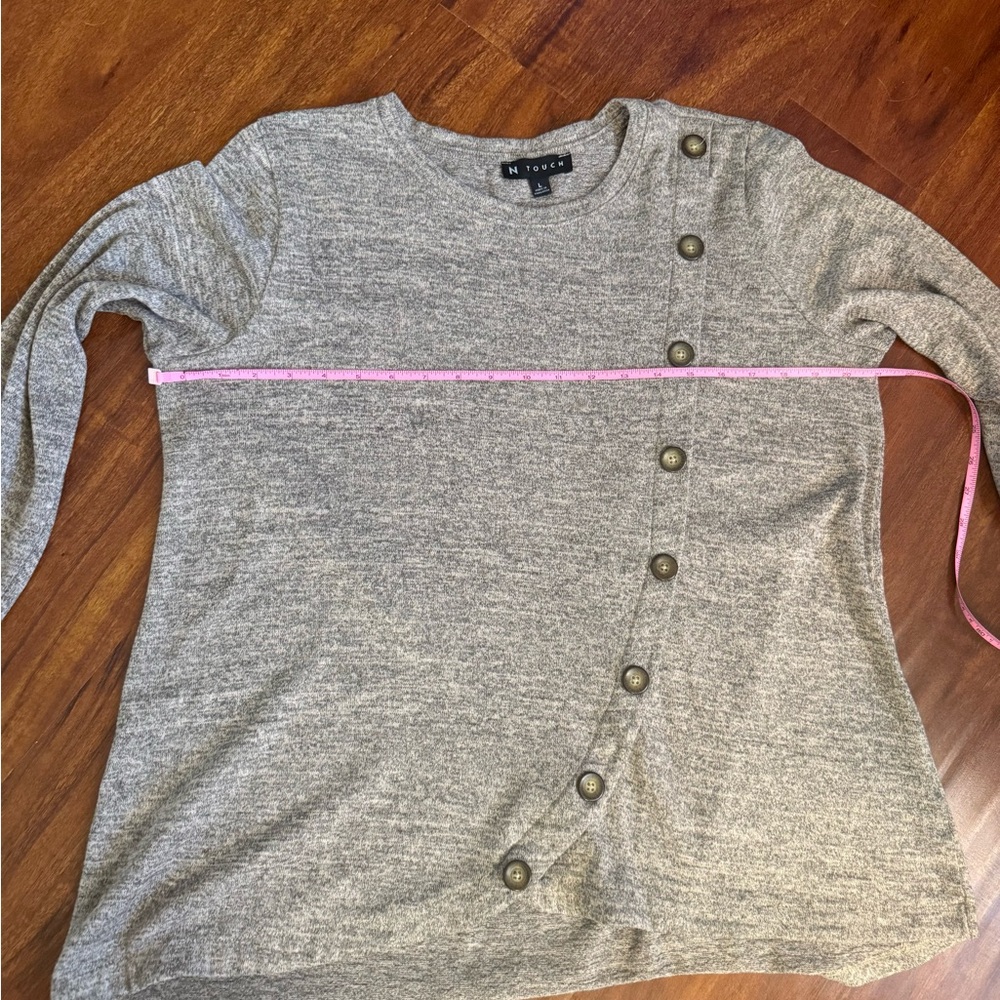 Gray Button-Accent Women's Top - Picture 3 of 8